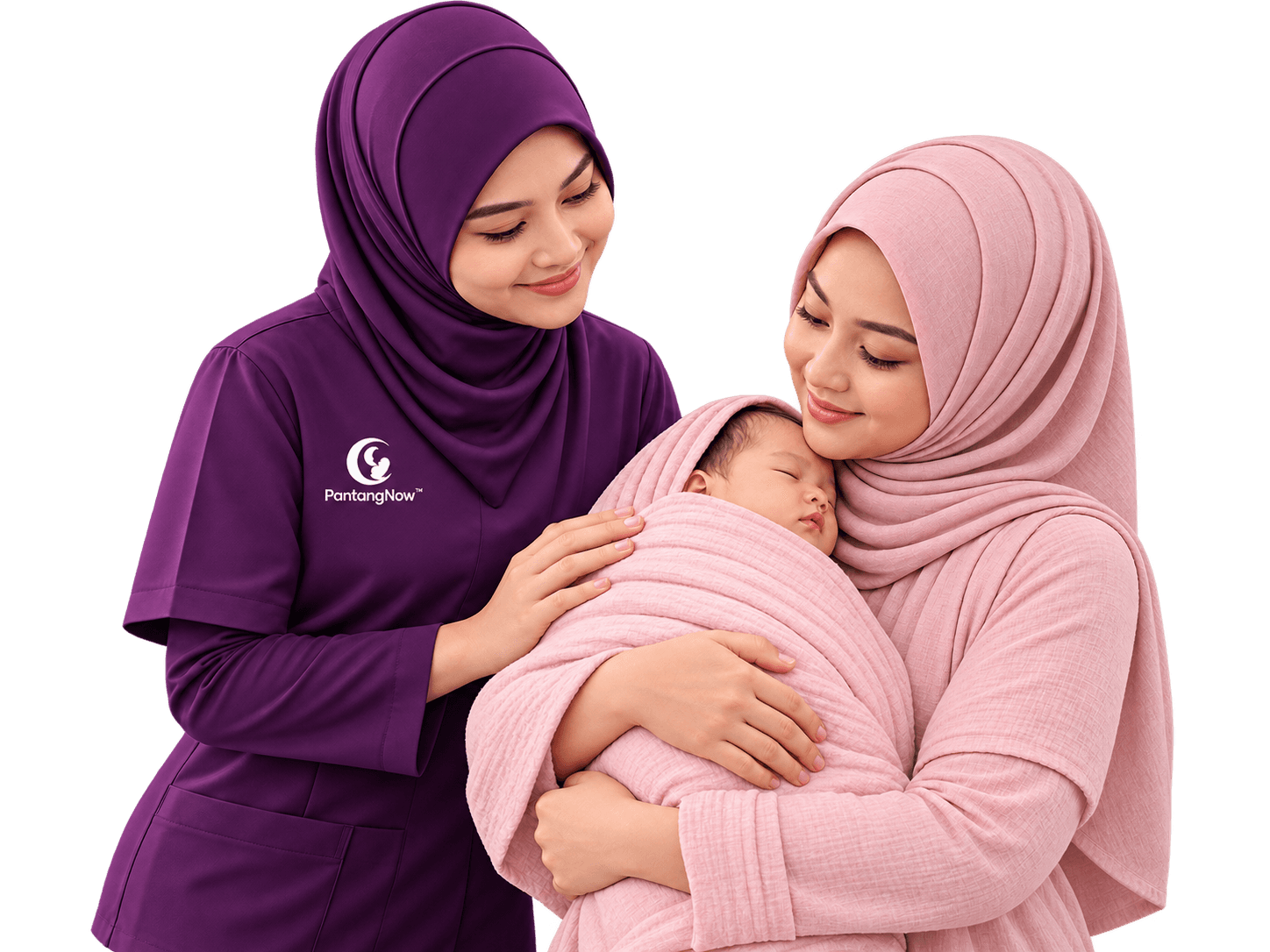 Confinement Lady PantangNow bersama ibu dan bayi